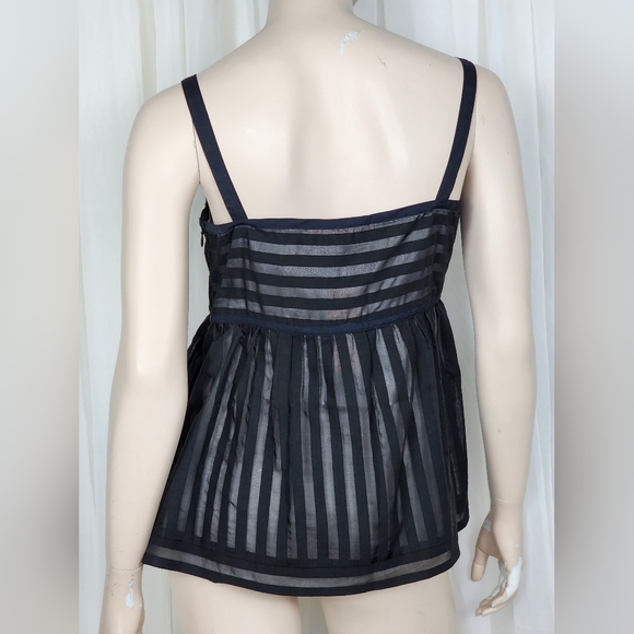 Cynthia Steffe black sheer stripe babydoll cami tank top 10 NWT - Picture 3 of 6